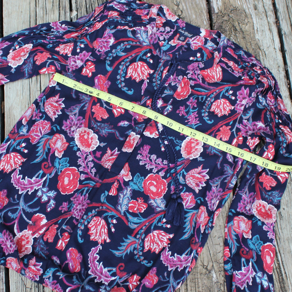 Lucky Brand Boho Tassle Floral Peasant Blouse XS - Picture 5 of 8